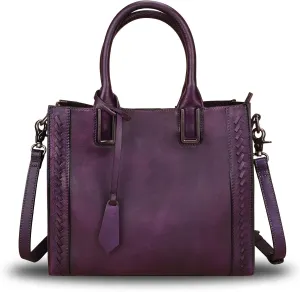 Genuine Leather Satchel Handbag for Women Vintage Handmade Shoulder Bag Cowhide Tote Purse