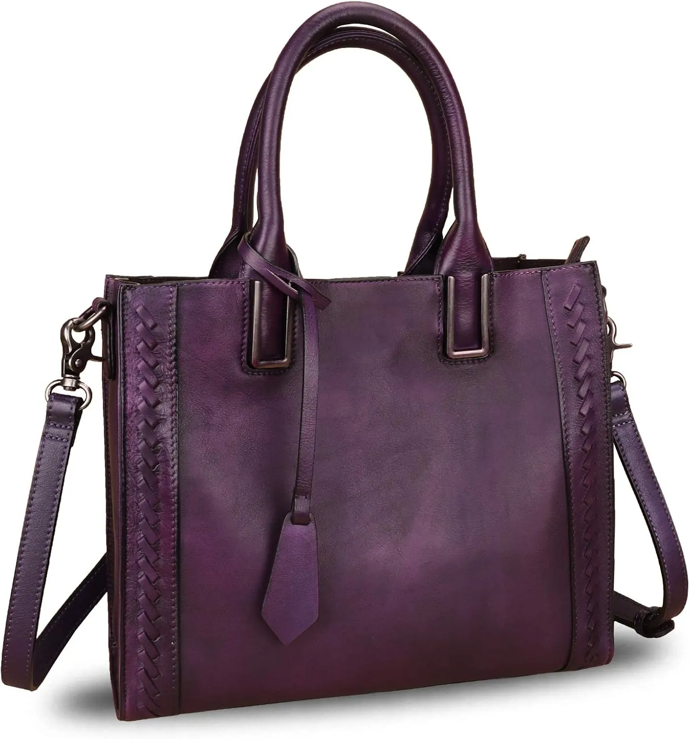 Genuine Leather Satchel Handbag for Women Vintage Handmade Shoulder Bag Cowhide Tote Purse