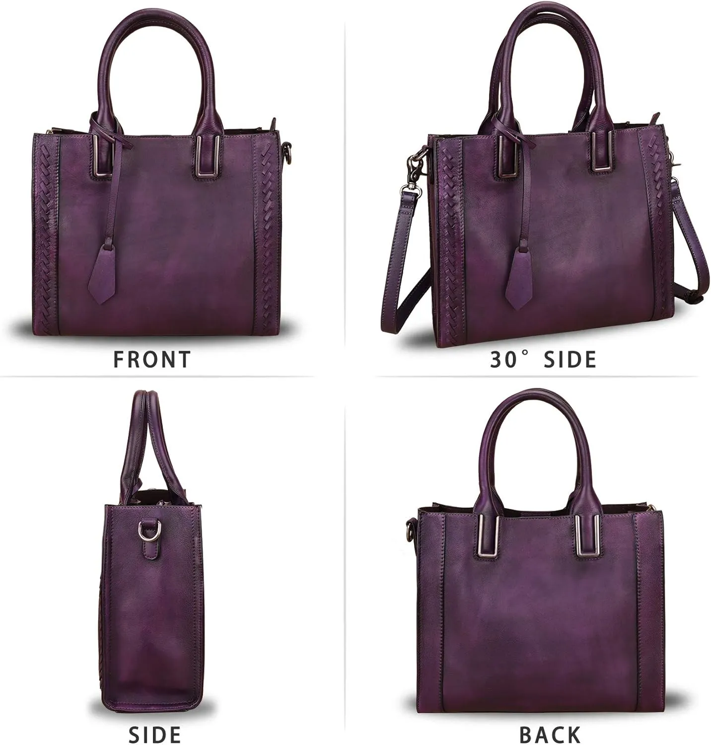 Genuine Leather Satchel Handbag for Women Vintage Handmade Shoulder Bag Cowhide Tote Purse