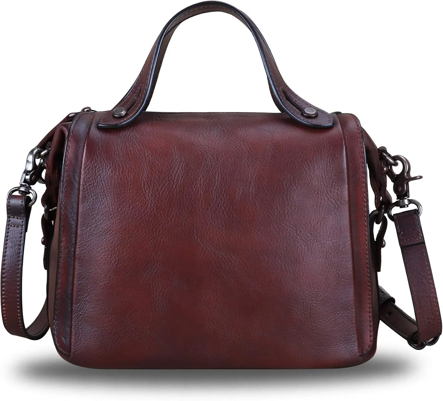 Genuine Leather Satchel Purse for Women Retro Handmade Top Handle Handbag Designer Crossbody Bags