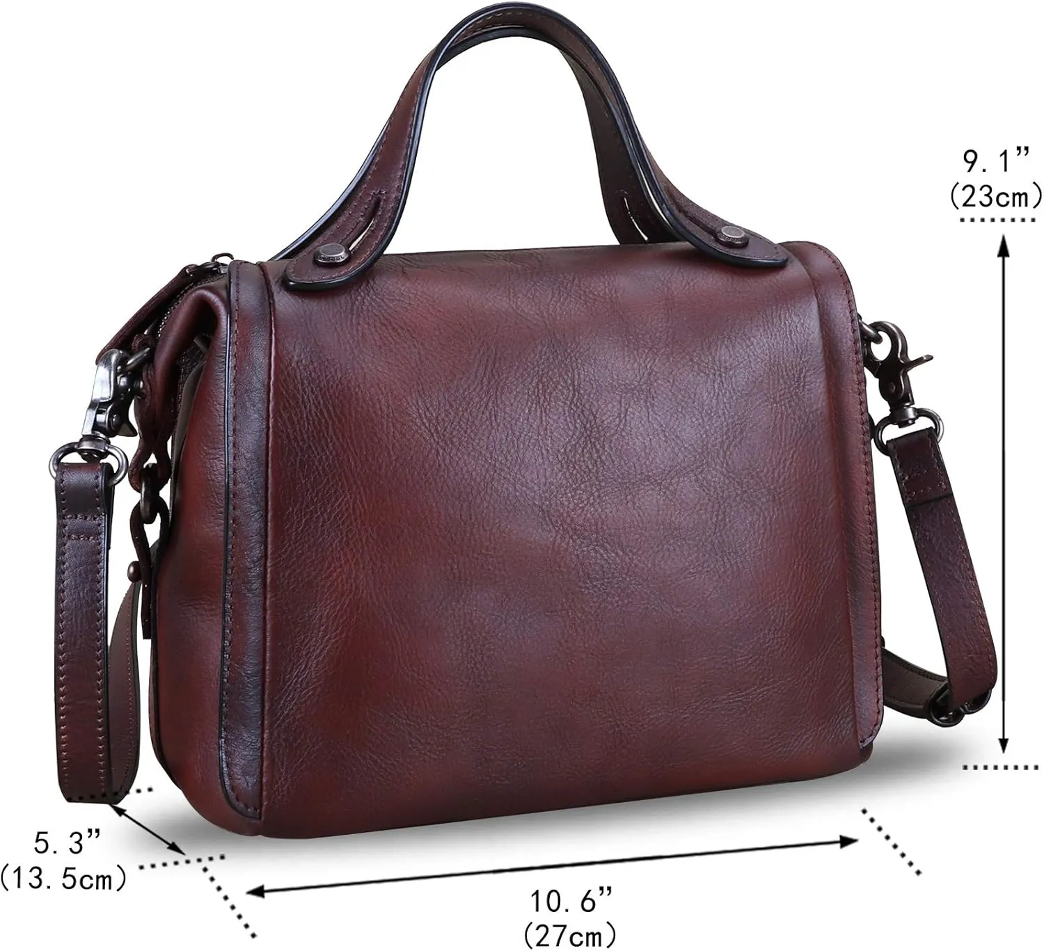 Genuine Leather Satchel Purse for Women Retro Handmade Top Handle Handbag Designer Crossbody Bags