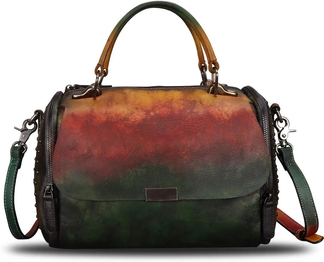 Genuine Leather Satchel Purses for Women Vintage Handmade Handbag Crossbody Shoulder Bag