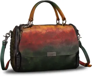 Genuine Leather Satchel Purses for Women Vintage Handmade Handbag Crossbody Shoulder Bag