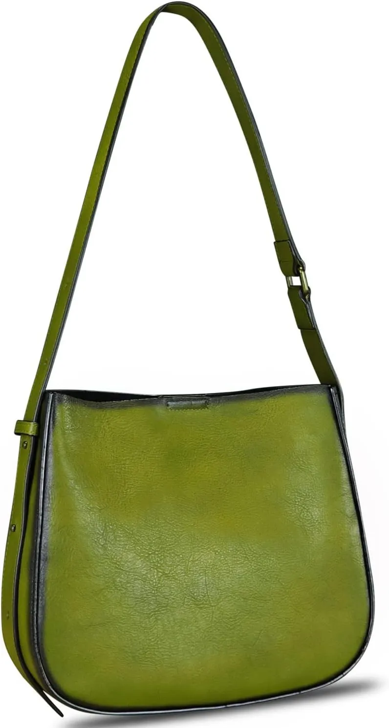 Genuine Leather Satchel Shoulder Bag for Women Vintage Handmade Handbag Retro Designer Hobo Bag Crossbody Pursee