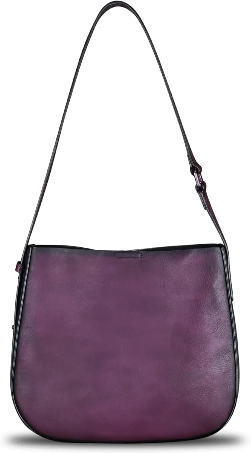 Genuine Leather Shoulder Bag for Women Hand Painted Handbag Handmade Purse Crossbody Sling Purse Casual Daypack