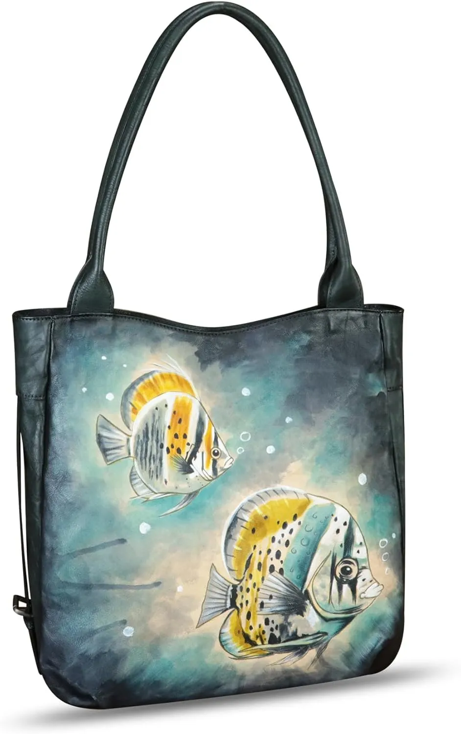 Genuine Leather Shoulder Bag for Women Hand Painted Leather Handbag Handmade Purse Work Tote Bag Casual Purse