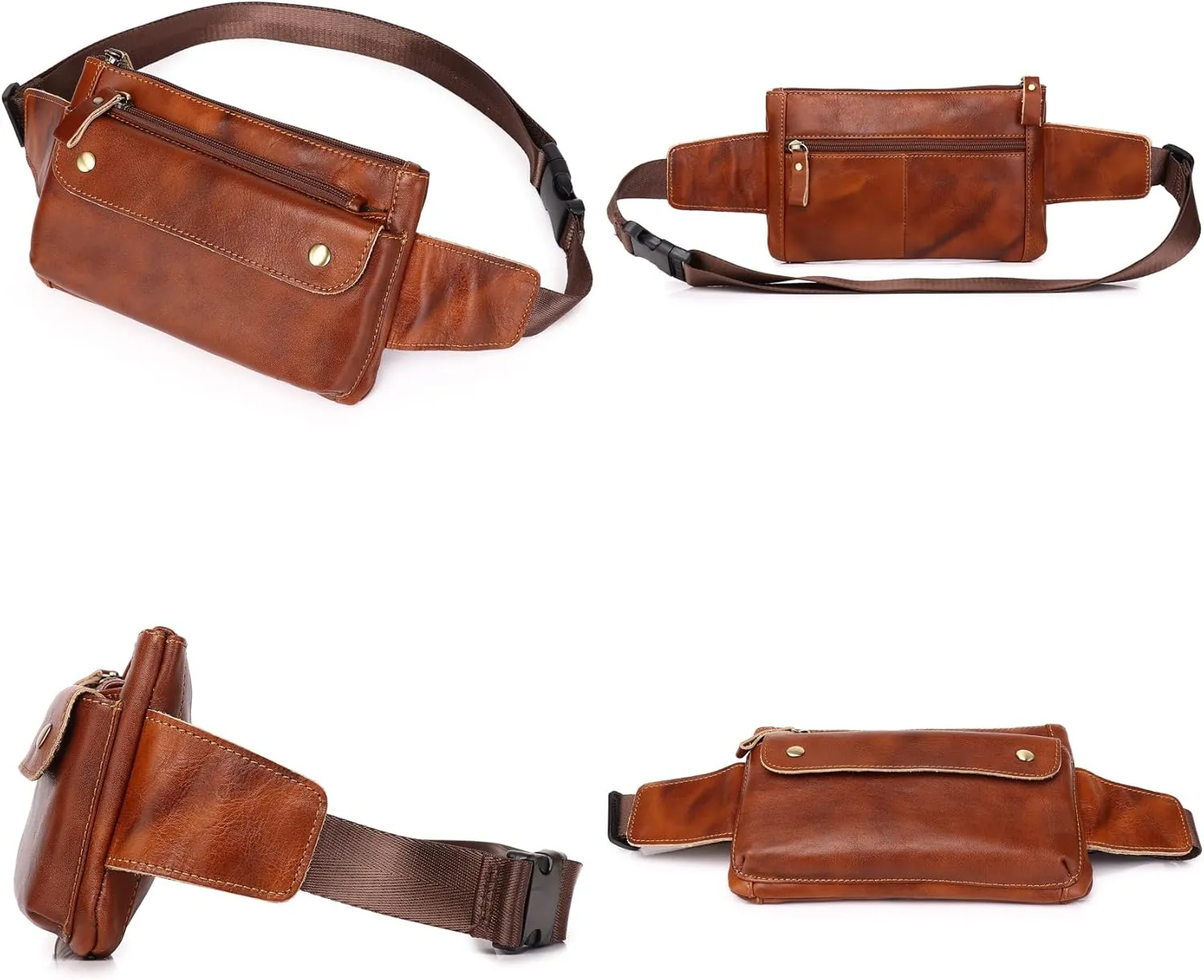 Genuine Leather Sling Bag Backpack for Men Women Chest Shoulder Satchel Crossbody Casual Outdoor Daypack, #21brown