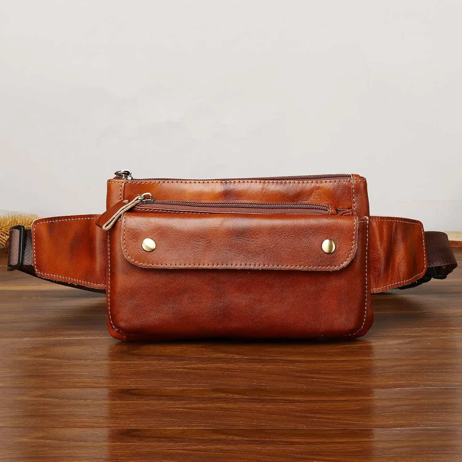 Genuine Leather Sling Bag Backpack for Men Women Chest Shoulder Satchel Crossbody Casual Outdoor Daypack, #21brown