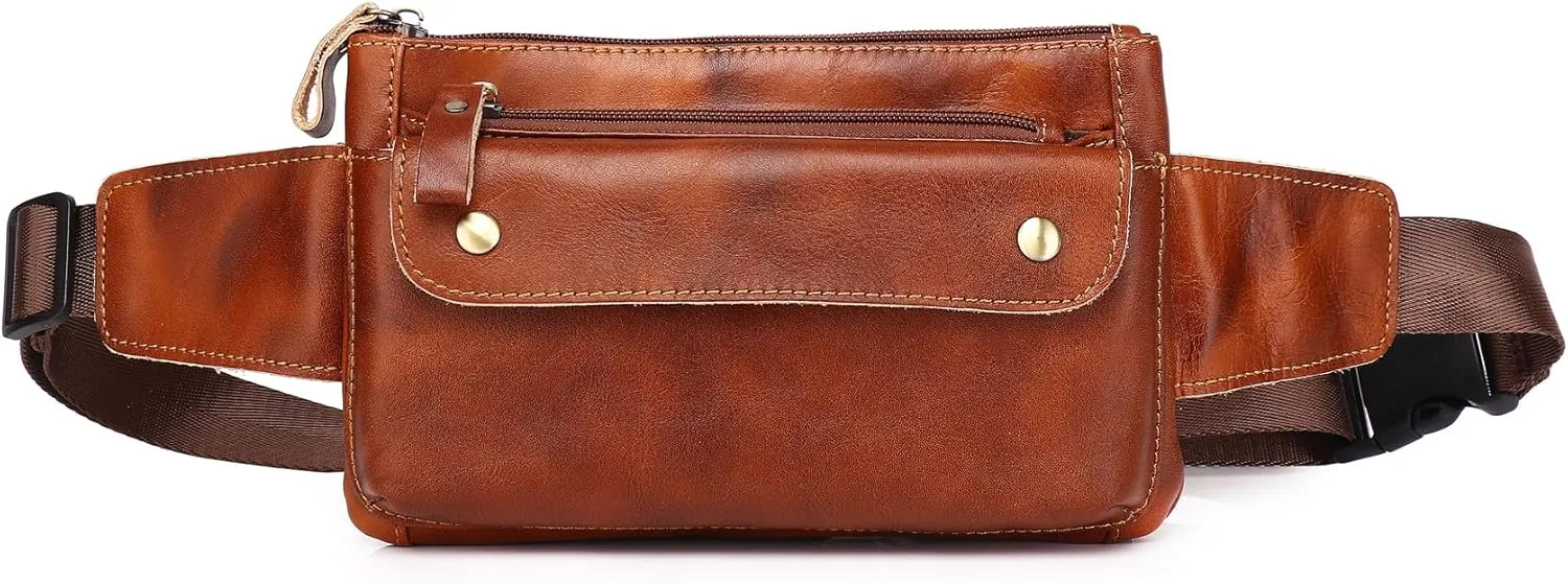Genuine Leather Sling Bag Backpack for Men Women Chest Shoulder Satchel Crossbody Casual Outdoor Daypack, #21brown