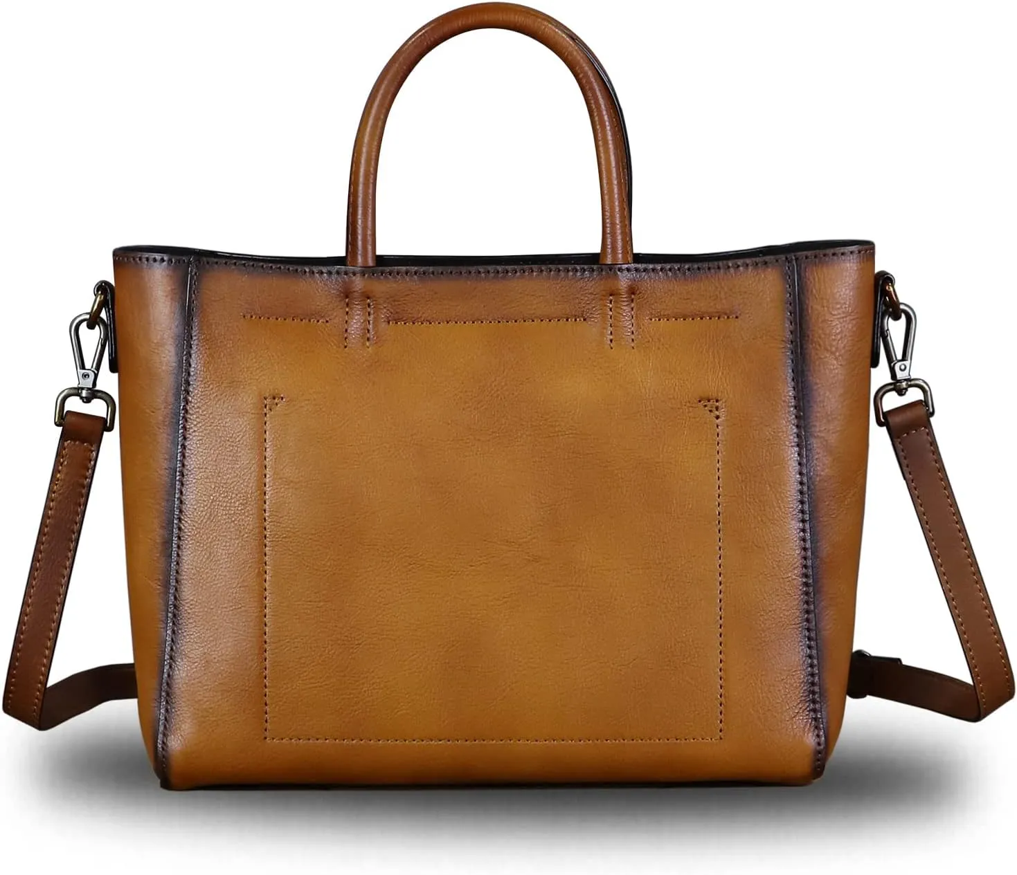 Genuine Leather Top Handle Handbag for Women Retro Satchel Vintage Cowhide Handmade Crossbody Handbags Purse Hobo Bag