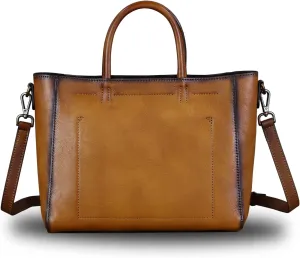 Genuine Leather Top Handle Handbag for Women Retro Satchel Vintage Cowhide Handmade Crossbody Handbags Purse Hobo Bag