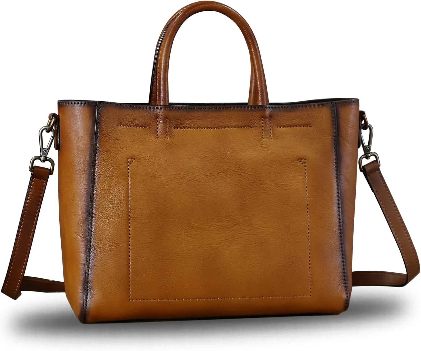 Genuine Leather Top Handle Handbag for Women Retro Satchel Vintage Cowhide Handmade Crossbody Handbags Purse Hobo Bag