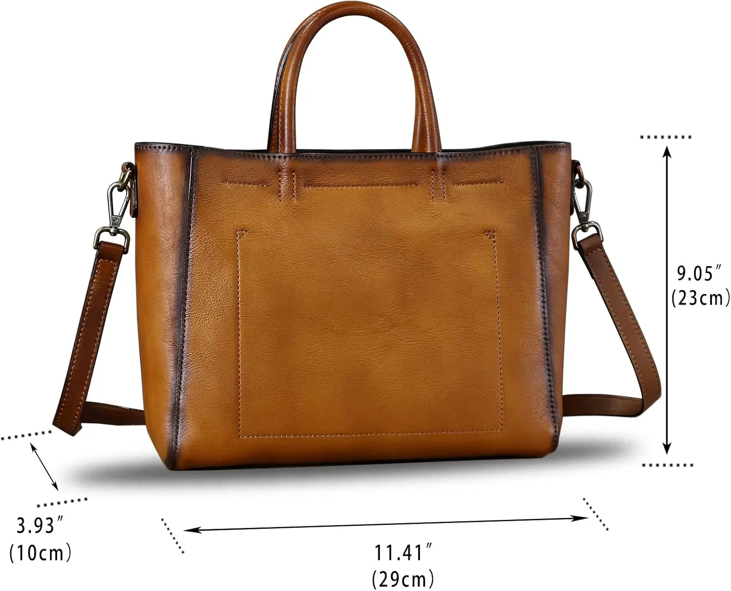 Genuine Leather Top Handle Handbag for Women Retro Satchel Vintage Cowhide Handmade Crossbody Handbags Purse Hobo Bag
