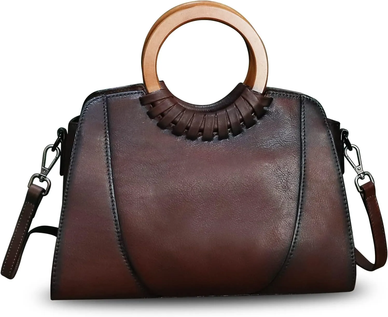Genuine Leather Top Handle Handbag Purse for Women Satchel Retro Cowhide Handmade Crossbody Shoulder Bags