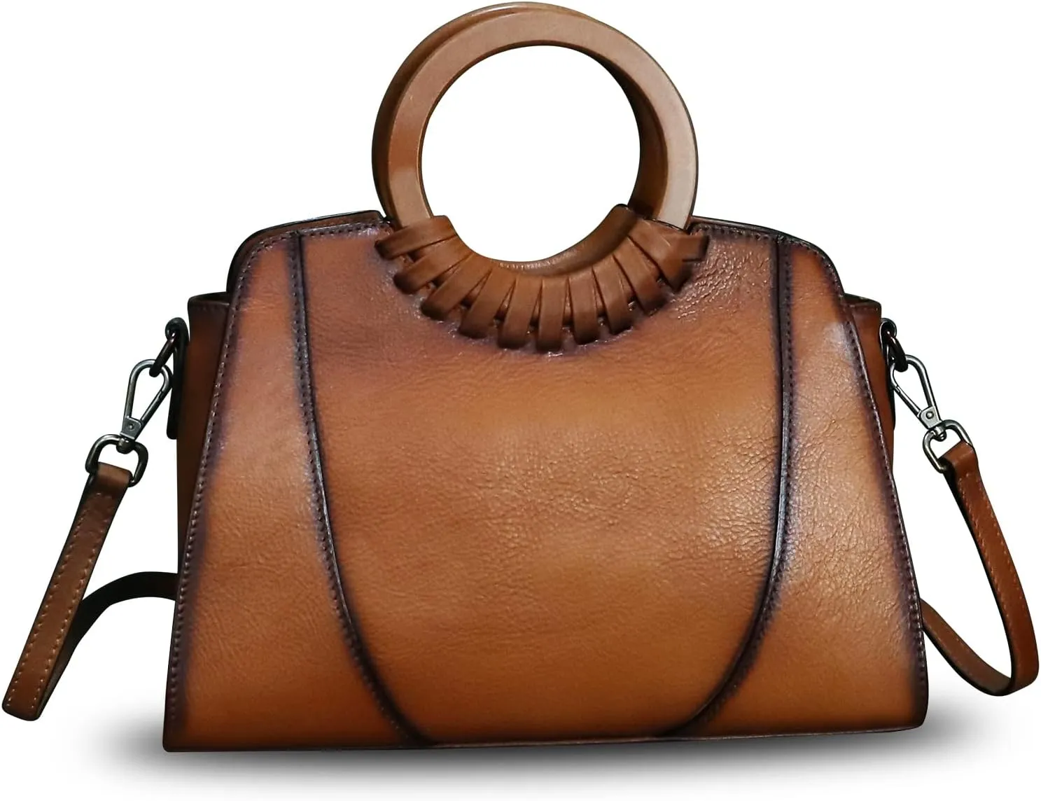 Genuine Leather Top Handle Handbag Purse for Women Satchel Retro Cowhide Handmade Crossbody Shoulder Bags