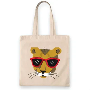Gift for Cougar Lovers Sunglasses Panther Puma Design for Animal Lovers Natural White Multicolor Canvas Tote Bag