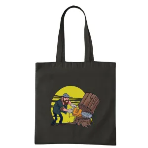 Gift for Loggers Chainsaw Tree Cutting Logging Professionals and Enthusiasts Navy Black Multicolor Canvas Tote Bag