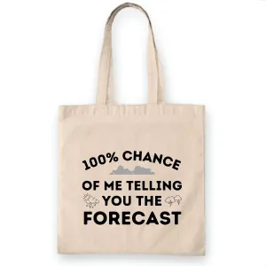 Gift for Meteorologists Weather Forecast Tote Bag Natural White Multicolor Canvas Tote Bag
