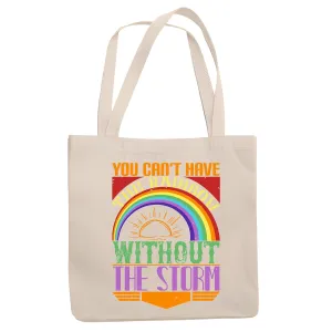 Gift for Weather Lovers Celebrate Victories After Difficulties Natural White Multicolor Canvas Tote Bag