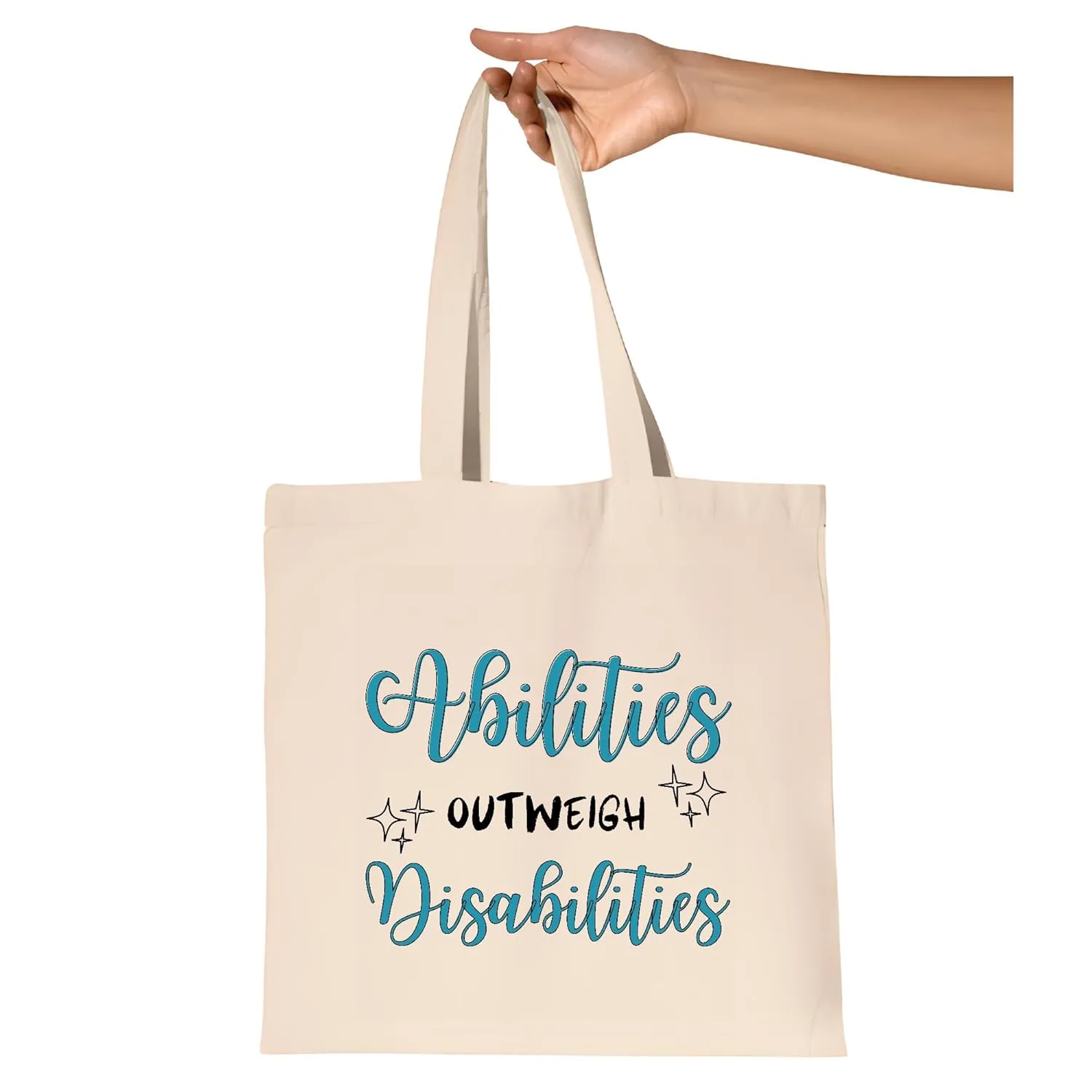 Gift Idea Special Abilities Outweigh Disabilities Special Education Natural White Multicolor Canvas Tote Bag