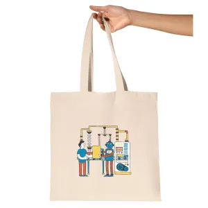 Gift Ideas for Robotics Fans Unique Collaborative Art for Men and Women Natural Multicolor Canvas Tote Bag