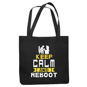 Gifts for Computer Enthusiasts Keep Calm Motif Navy Black Multicolor Canvas Tote Bag