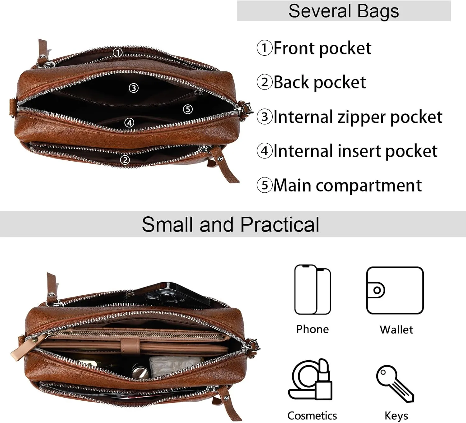 Gladdon Small Crossbody Bags for Women Vegan Leather Trendy Purse with Wide Shoulder Strap