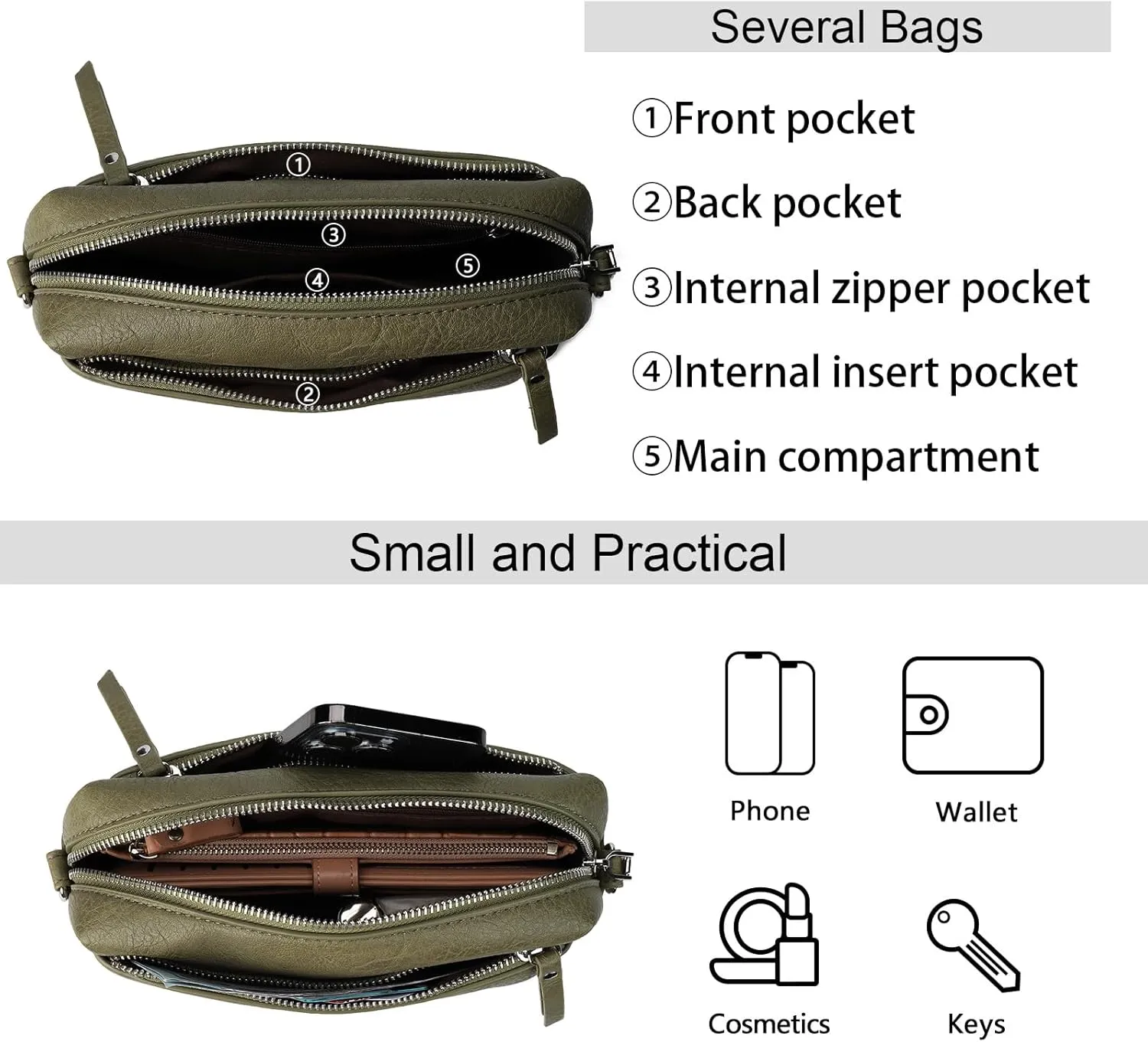 Gladdon Small Crossbody Bags for Women Vegan Leather Trendy Purse with Wide Shoulder Strap