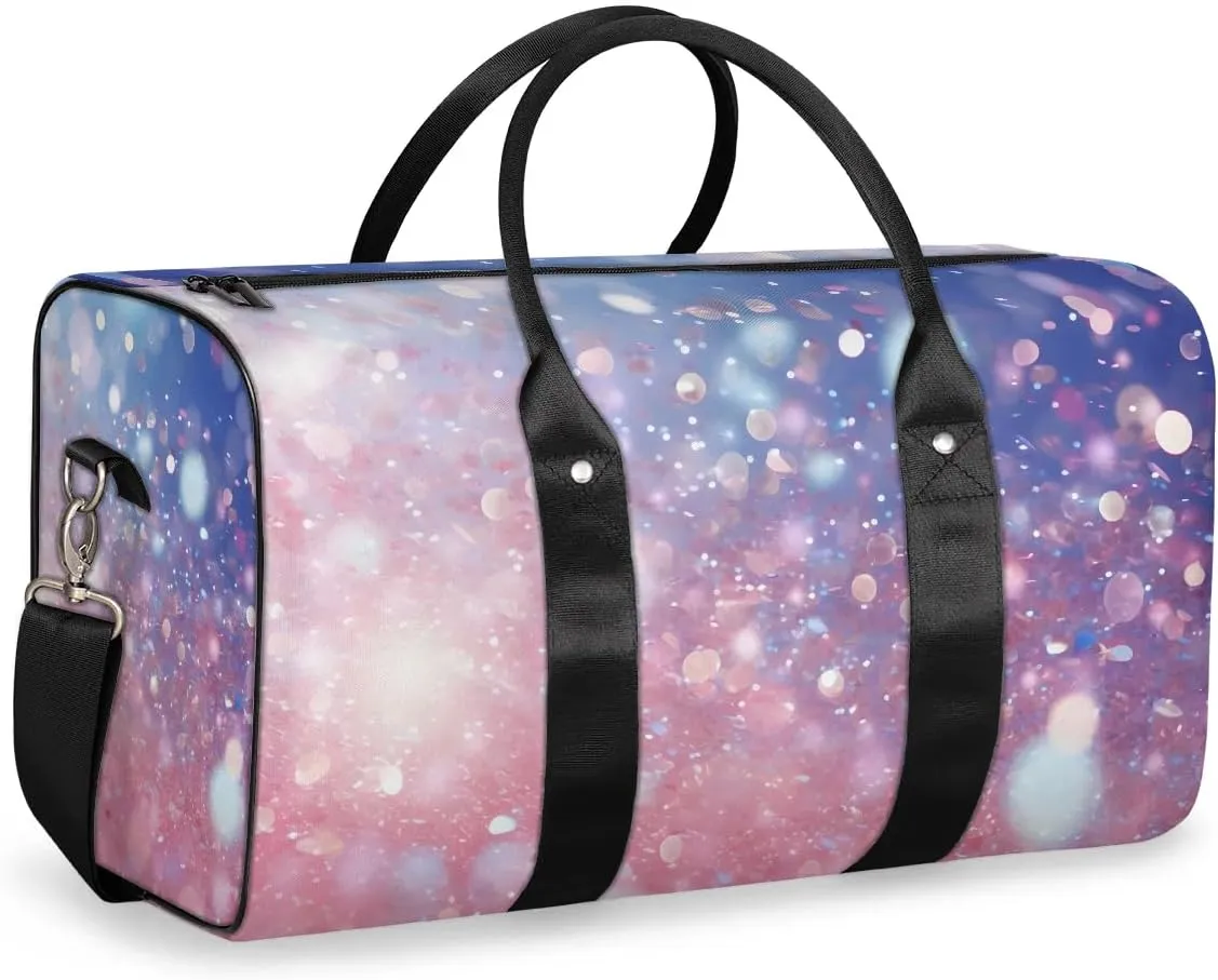 Glitter Travel Duffel Bag for Women Men Waterproof Foldable Overnight Weekender Bag Large Capacity Sports Gym Bag