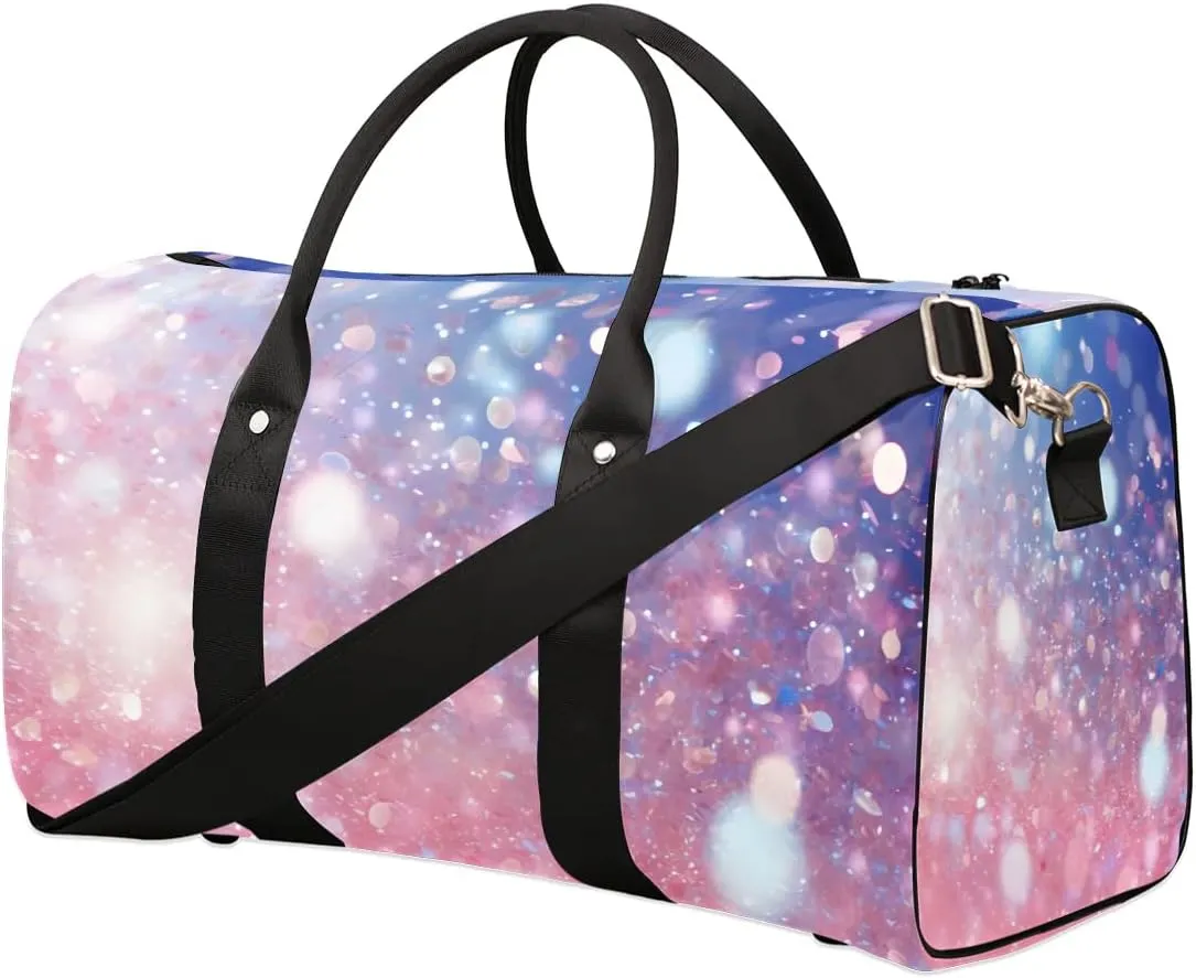 Glitter Travel Duffel Bag for Women Men Waterproof Foldable Overnight Weekender Bag Large Capacity Sports Gym Bag