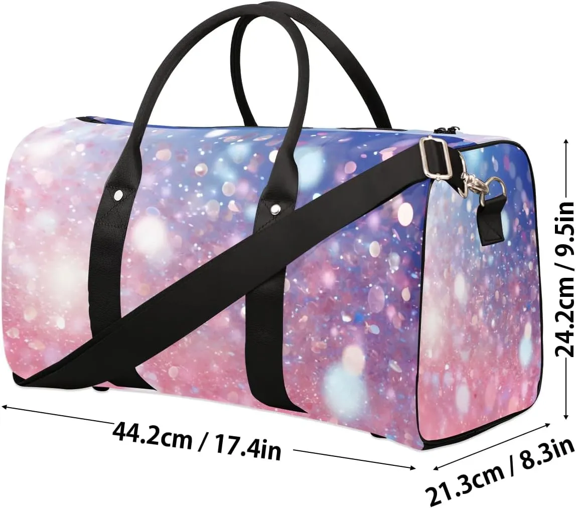 Glitter Travel Duffel Bag for Women Men Waterproof Foldable Overnight Weekender Bag Large Capacity Sports Gym Bag