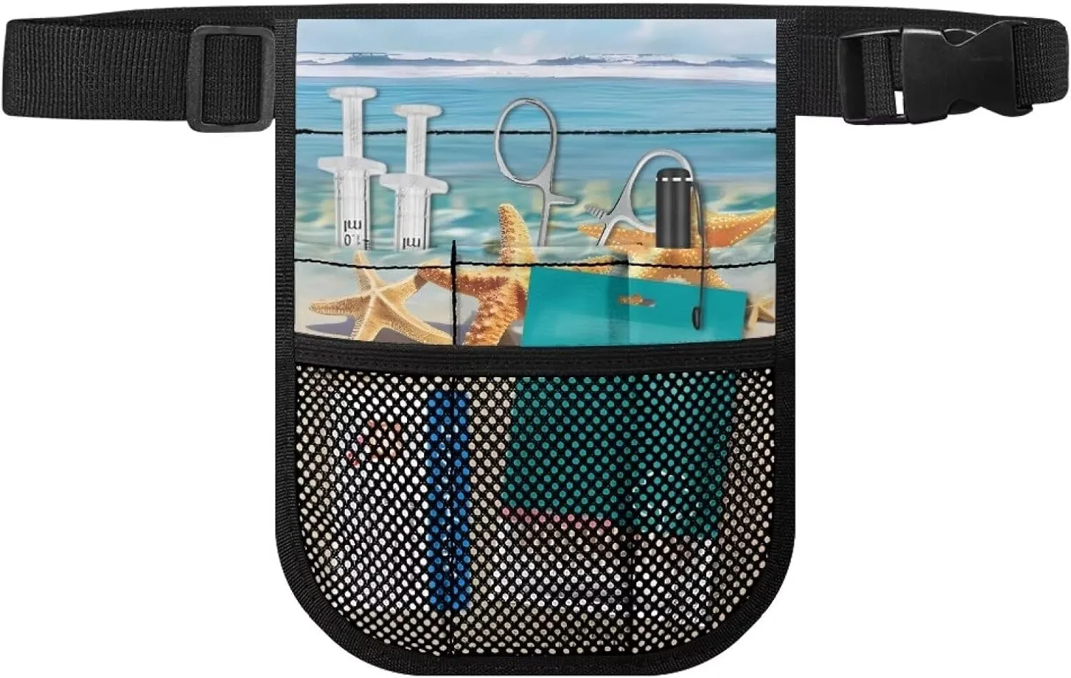 Gomyblomy Beach Starfish Nurse Fanny Pack for Women Men, Kit Practical Nursing Waist Pack with Adjustable Waist Strap, Large Capaciy Nurse Tool Belt Organizer for Medical Supplies