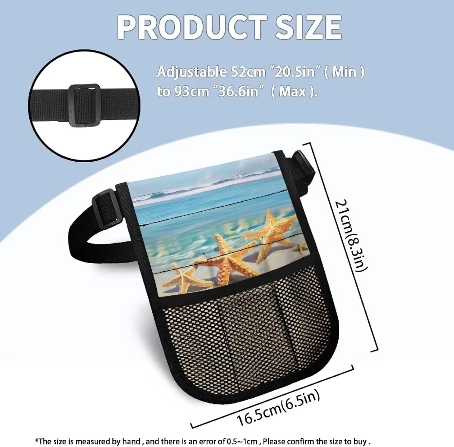 Gomyblomy Beach Starfish Nurse Fanny Pack for Women Men, Kit Practical Nursing Waist Pack with Adjustable Waist Strap, Large Capaciy Nurse Tool Belt Organizer for Medical Supplies