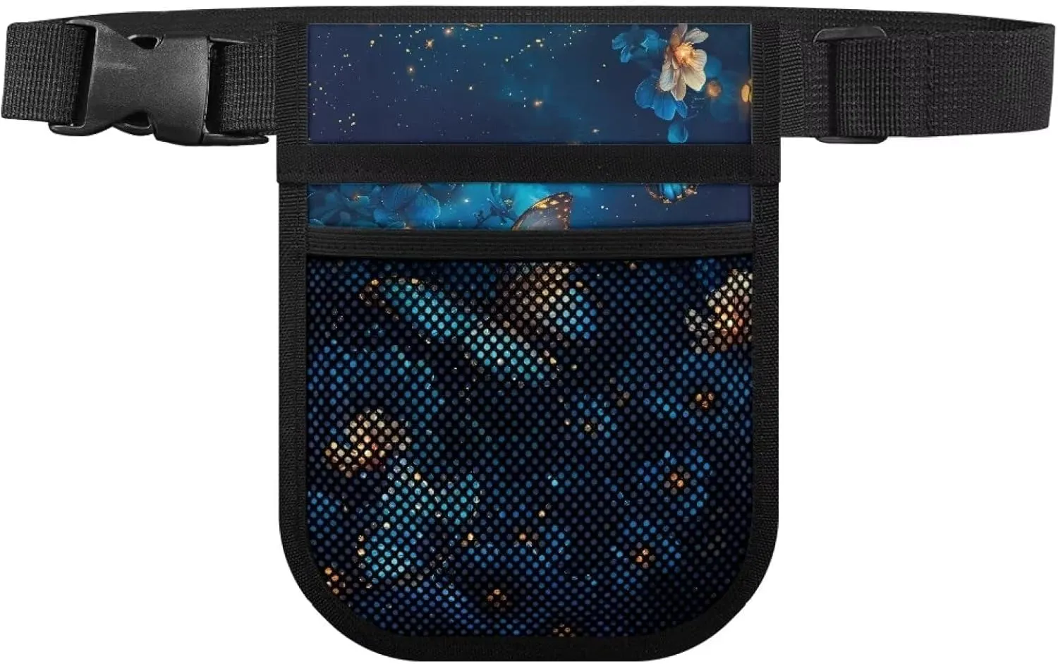 Gomyblomy Blue Butterfly Nurse Fanny Pack for Women with Gear Pockets Floral Nursing Organizer Bag with Adjustable Waist Strap Lightweight Nurse Waist Pack for Nurse Doctors