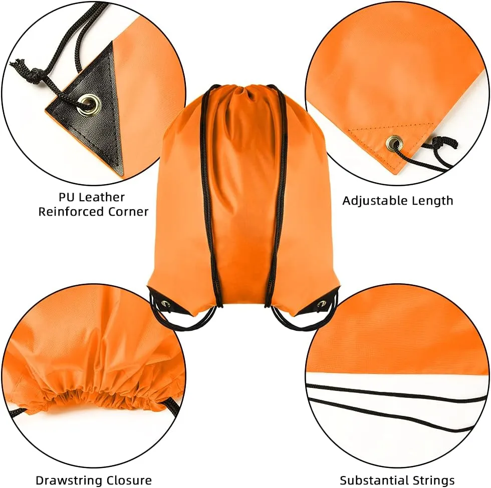 GoodtoU Drawstring Bags Bulk Cinch Backpacks - Nylon Drawstring Backpack Sports String bags 16 Pcs Orange