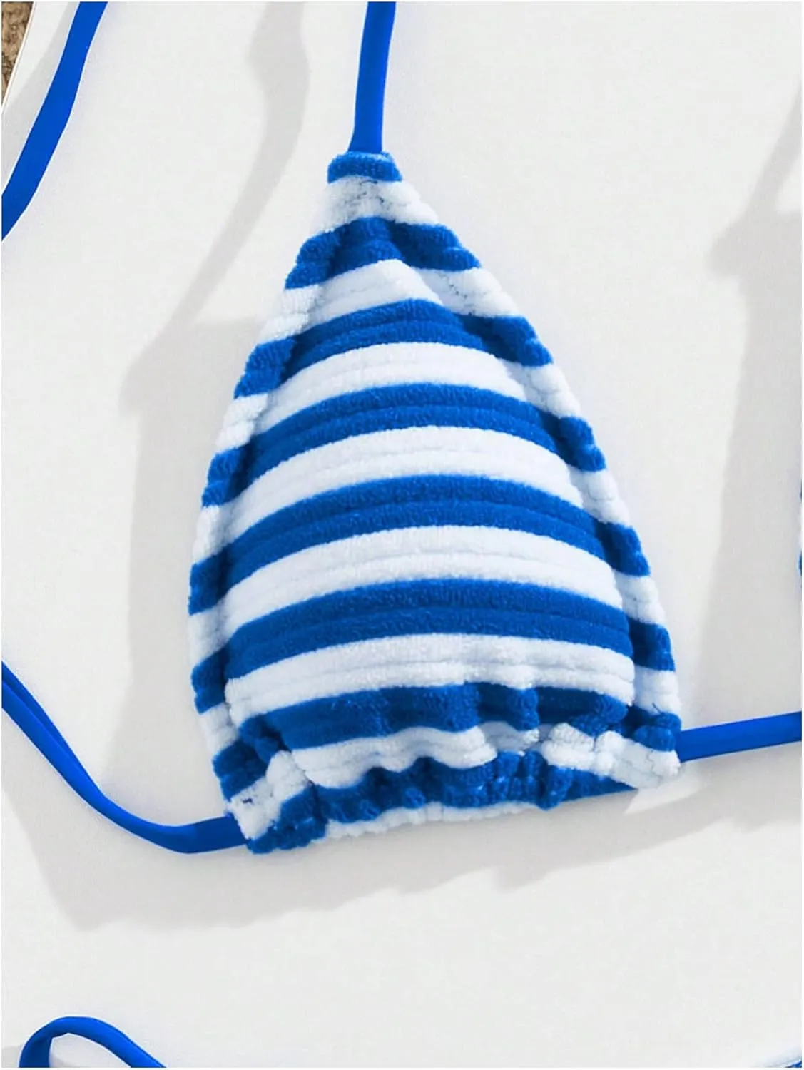 GORGLITTER Women's Striped Bikini Set Triangle Halter High Cut String Thong Micro Swimsuit