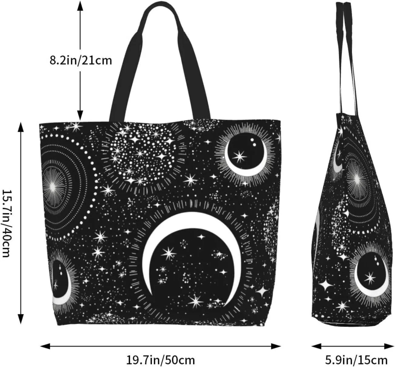 Goth Gothic Tote for Women - Sun and Moon Beach Bag, Large Capacity Grocery Reusable Shopping Bag