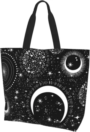 Goth Gothic Tote for Women - Sun and Moon Beach Bag, Large Capacity Grocery Reusable Shopping Bag