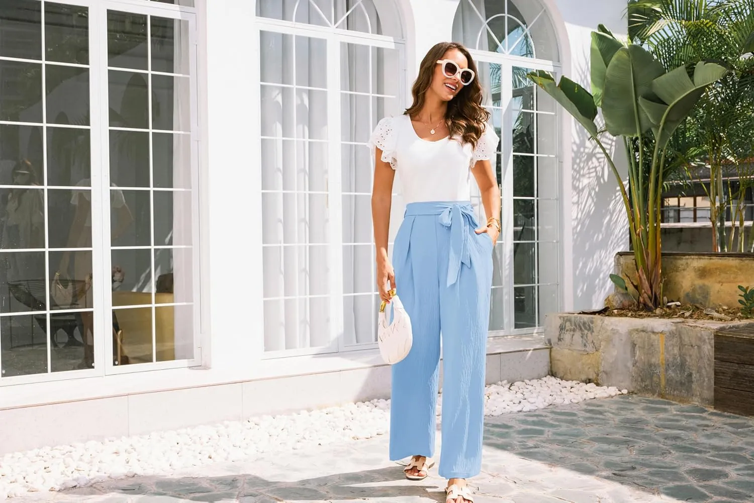 GRACE KARIN Women's Wide Leg Pants 2025 High Waist Adjustable Pleated Trousers Business Casual Pants