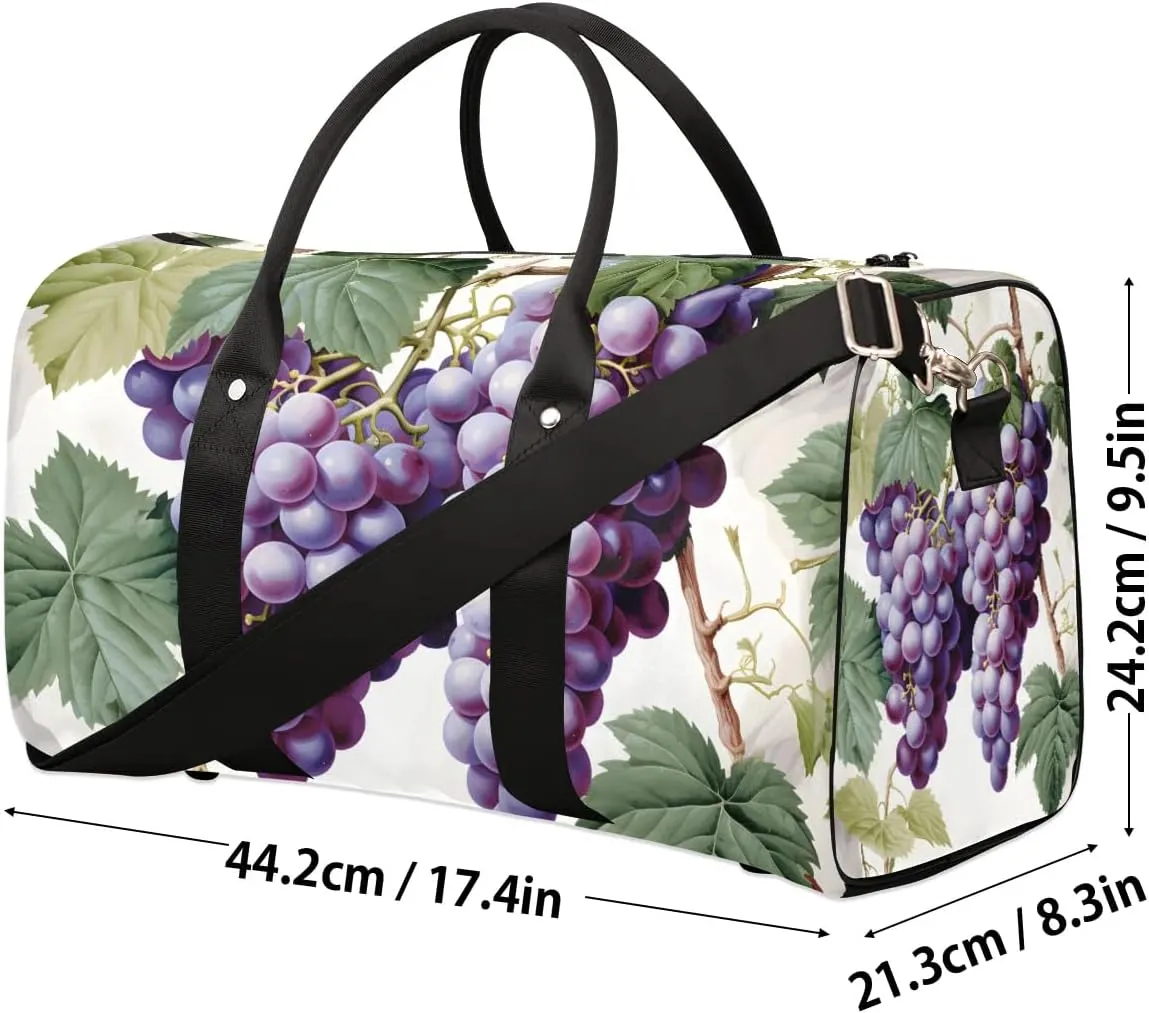 Grape Travel Duffel Bag for Women Men Waterproof Foldable Overnight Weekender Bag Large Capacity Sports Gym Bag