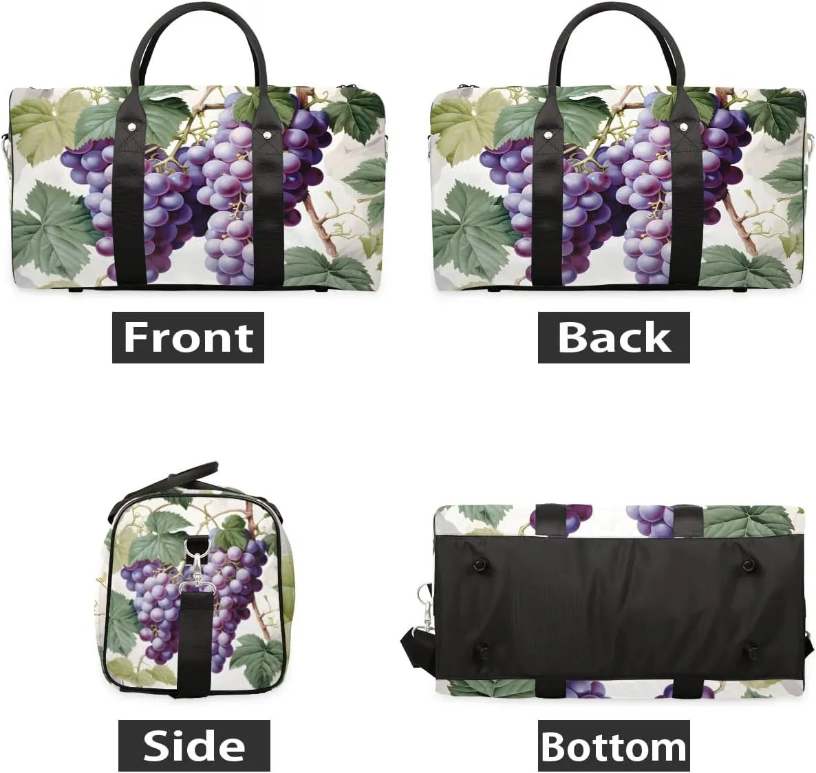 Grape Travel Duffel Bag for Women Men Waterproof Foldable Overnight Weekender Bag Large Capacity Sports Gym Bag