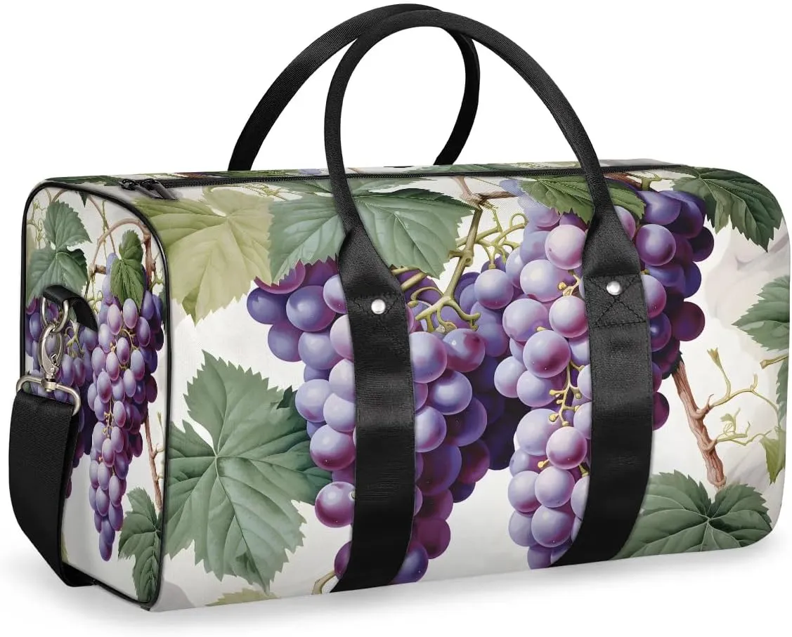 Grape Travel Duffel Bag for Women Men Waterproof Foldable Overnight Weekender Bag Large Capacity Sports Gym Bag
