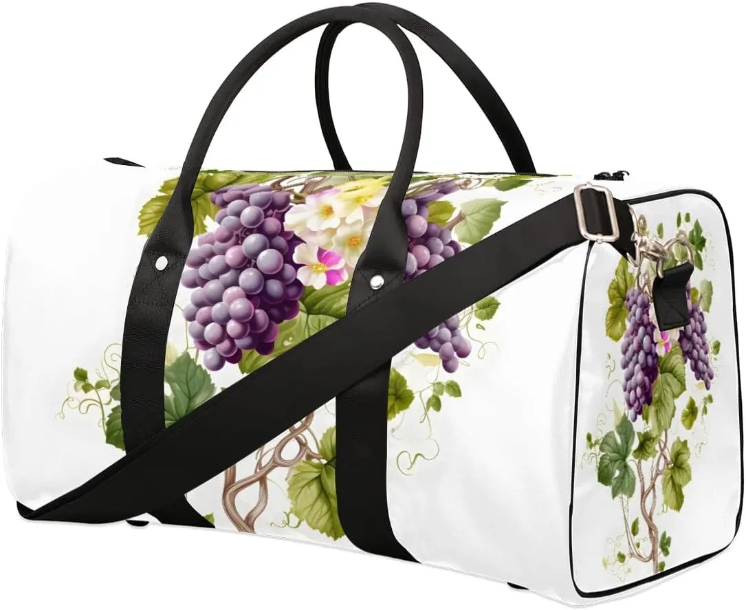 Grapes Pattern Print Travel Duffel Bag for Women Men Waterproof Foldable Overnight Weekender Bag Large Capacity Sports Gym Bag