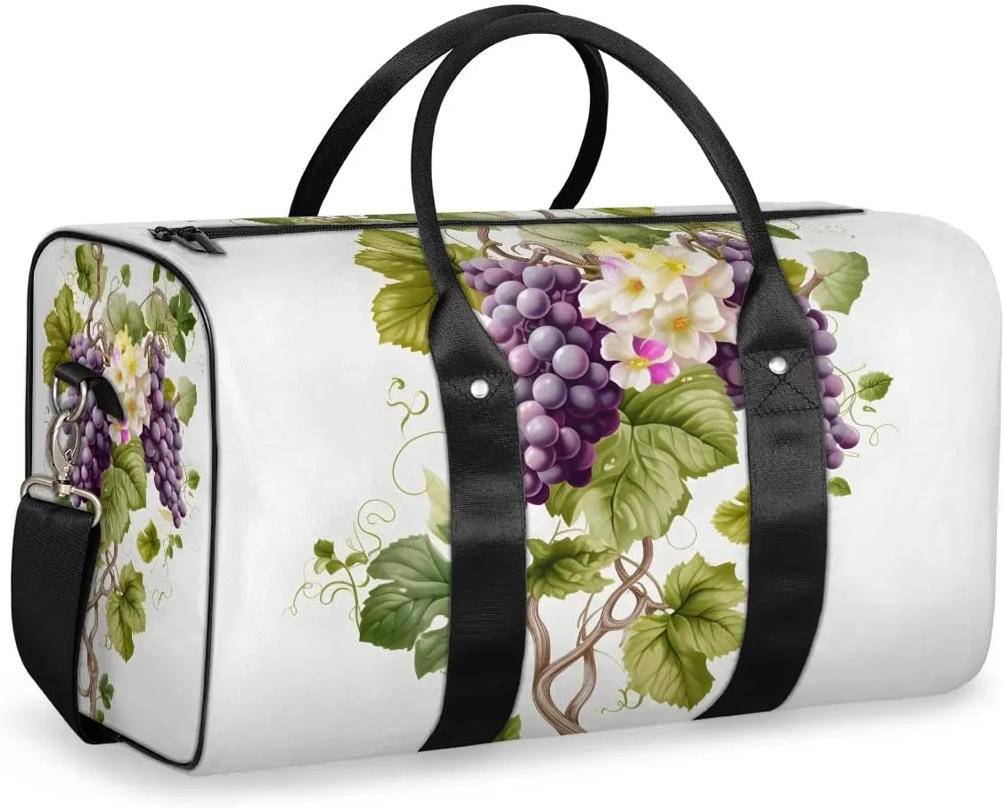 Grapes Pattern Print Travel Duffel Bag for Women Men Waterproof Foldable Overnight Weekender Bag Large Capacity Sports Gym Bag