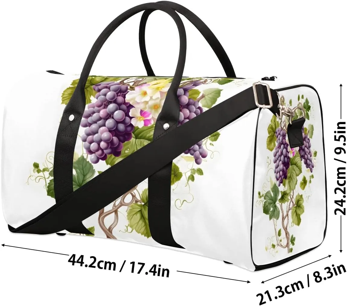 Grapes Pattern Print Travel Duffel Bag for Women Men Waterproof Foldable Overnight Weekender Bag Large Capacity Sports Gym Bag