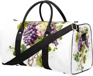 Grapes Pattern Print Travel Duffel Bag for Women Men Waterproof Foldable Overnight Weekender Bag Large Capacity Sports Gym Bag