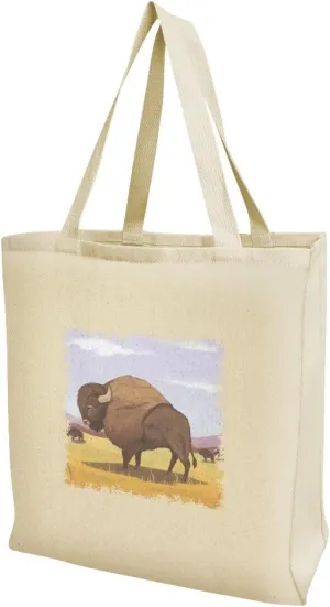 GRAPHICS & MORE American Bison Buffalo Herd on the Plains Grocery Travel Reusable Tote Bag