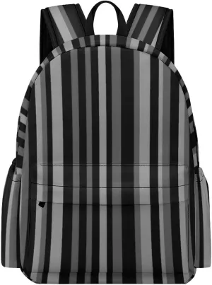 Gray Black Stripes Casual Lightweight Large Capacity Travel Backpack Unisex