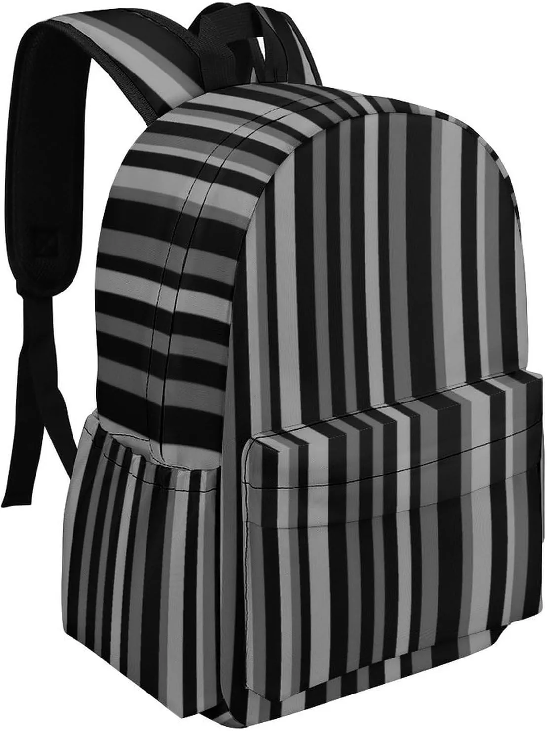 Gray Black Stripes Casual Lightweight Large Capacity Travel Backpack Unisex