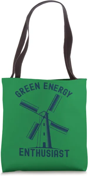 Green Energy Enthusiast Windmill Design Tote Bag